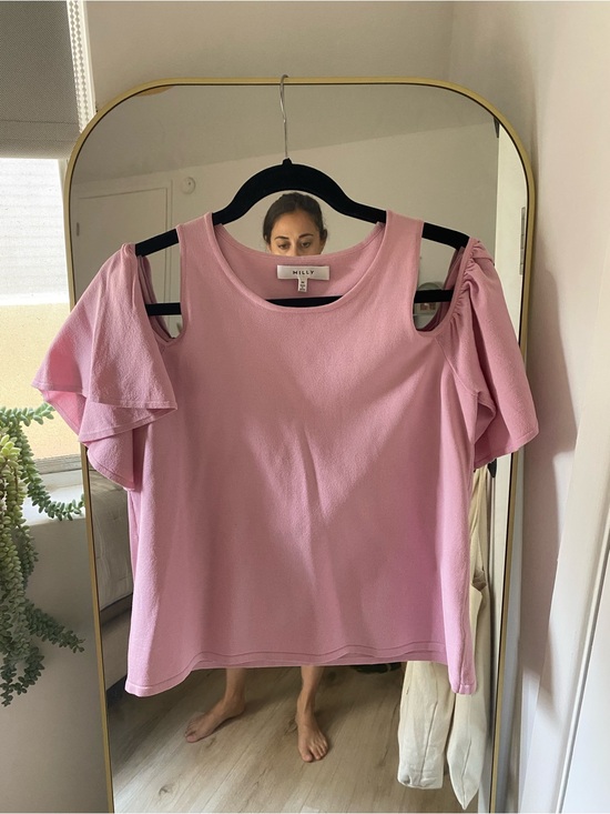 Milly Tops - Milly Dusty Pink Cold-Shoulder Ruffle Top